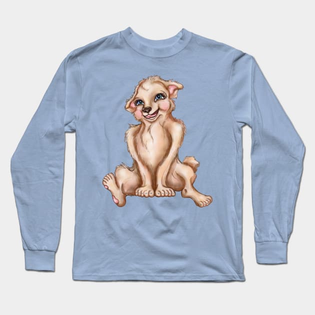 Cutie Patootie  Pup Long Sleeve T-Shirt by Art by Deborah Camp